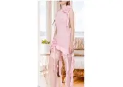 ISZPLUSH Women Sexy Sheer Mesh Dresses Irregular Tassel Strapless Long Dress 3D Flower 