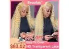 Beaufox 613 Blonde 180% Density Deep Wave HD Transparent Lace Front Human Hair Wigs