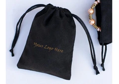 Buy Pack Of 50 Black Suede Custom Drawstring Bag, Custom Jewelry Packaging Bag